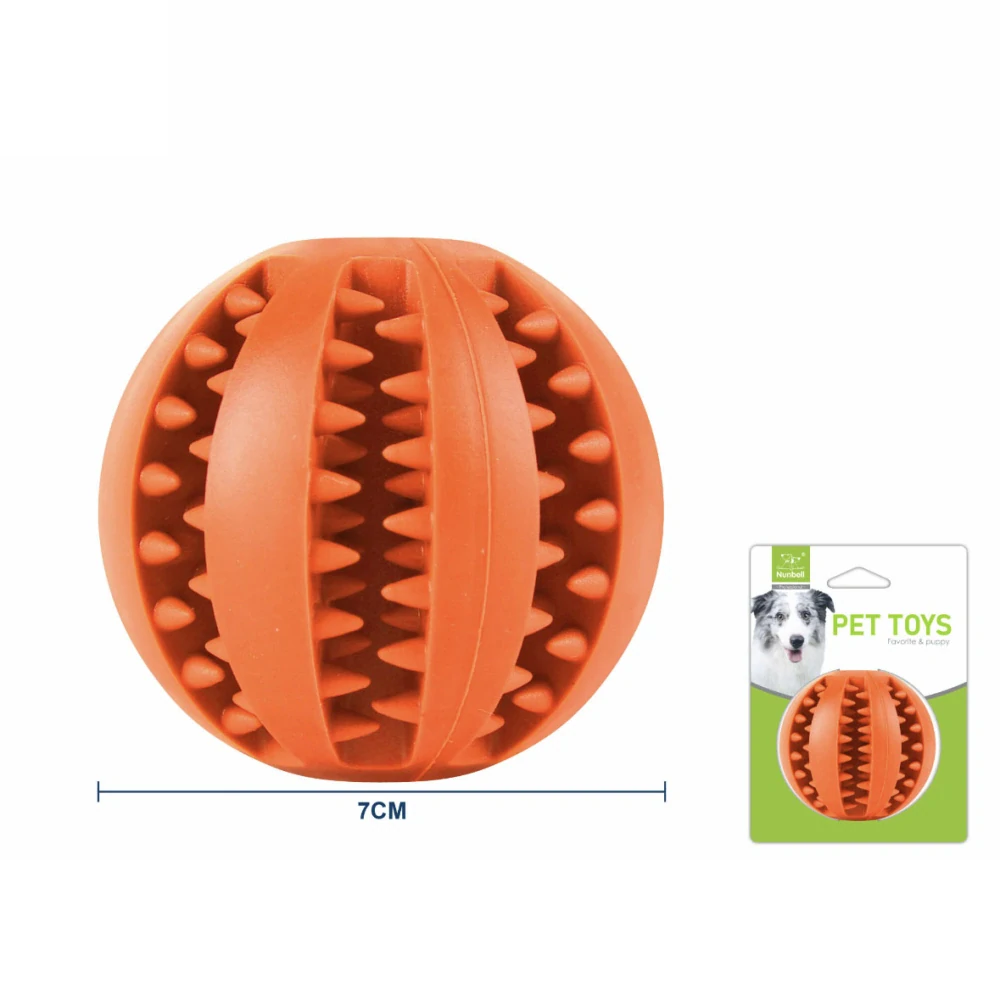 Dentální hračka pro psy Nunbell – míček 7 cm (oranžová)