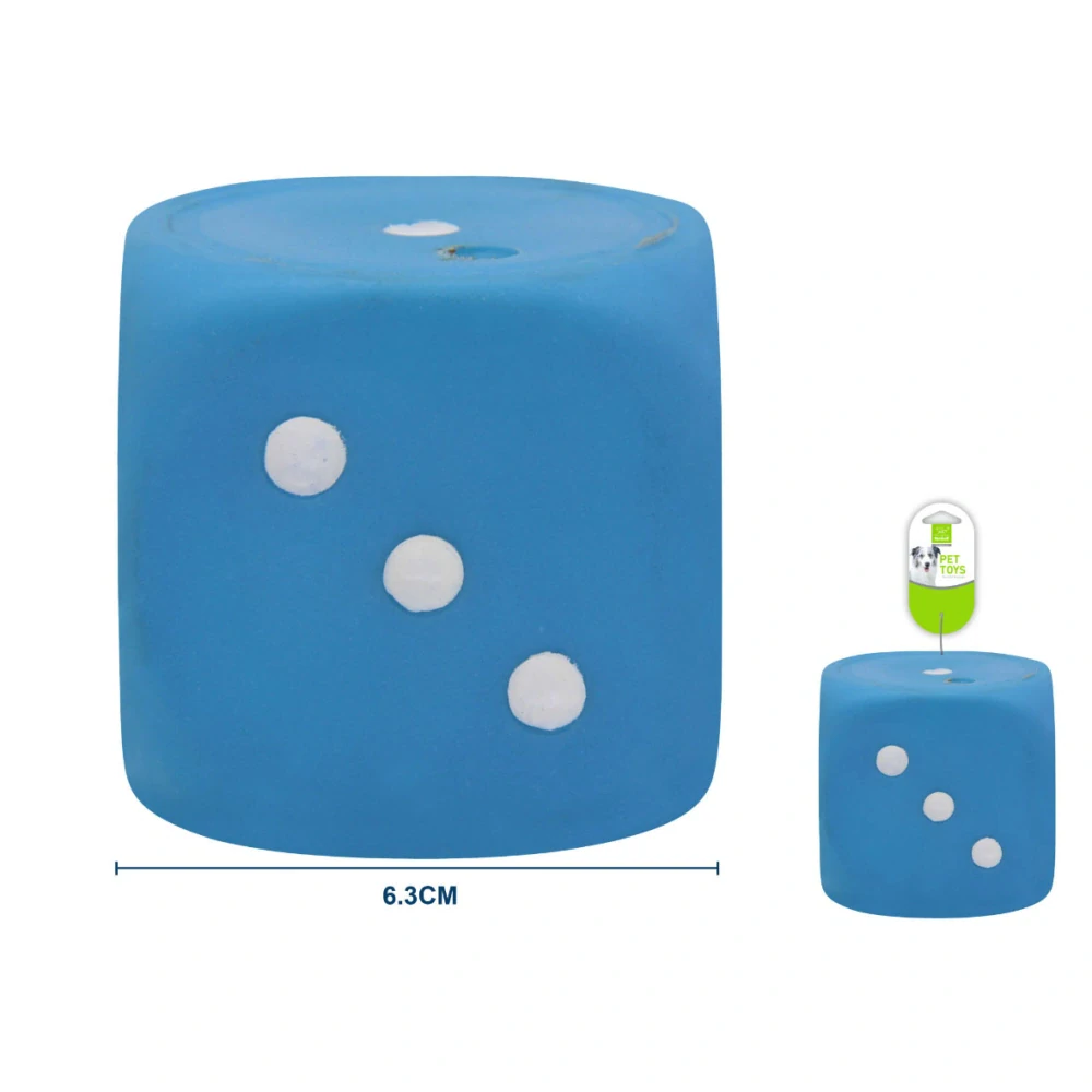 Pískací hračka pro psy Nunbell – kostka 6,3 cm (modrá)