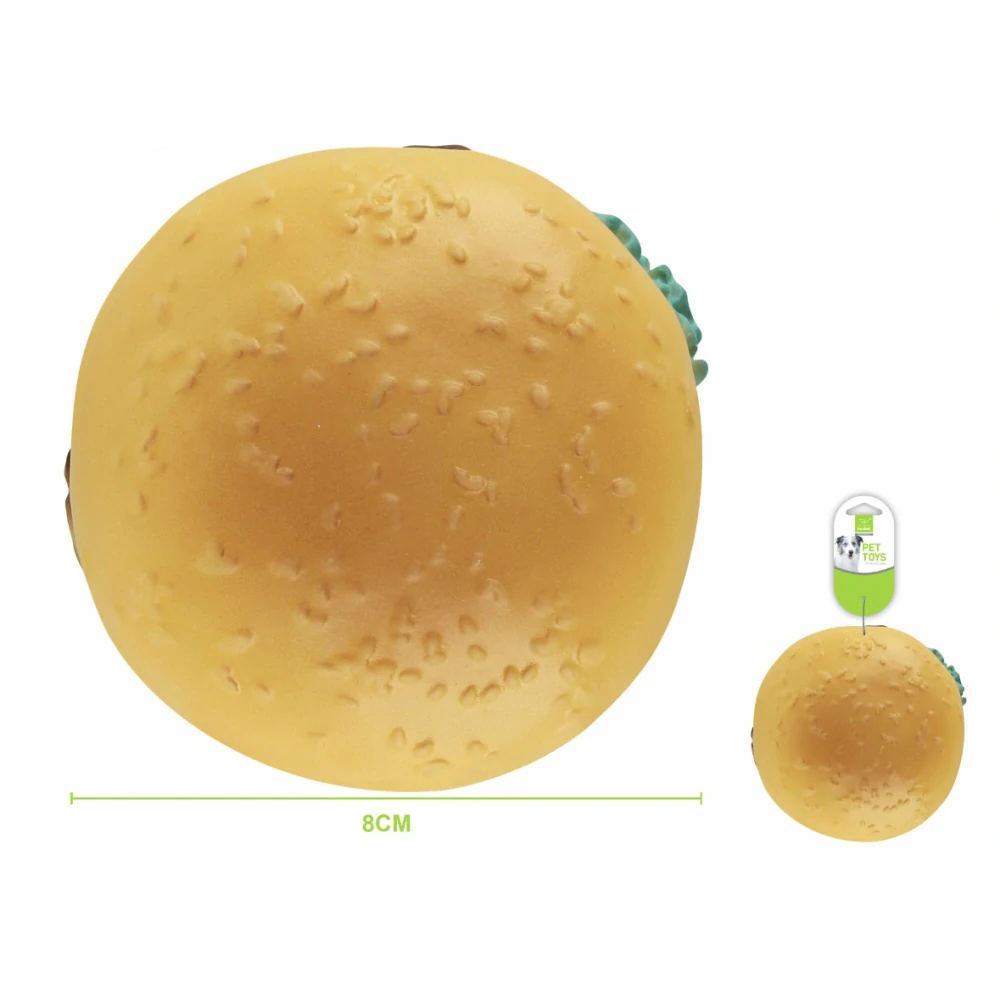 Gumová pískací hračka pro psy Nunbell – burger 8 cm (hnědá)