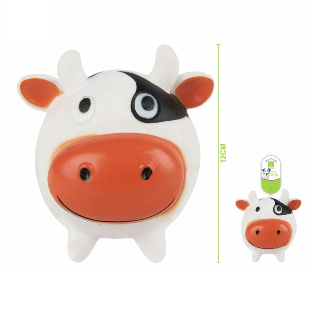 Gumová pískací hračka pro psy Nunbell – kravička 12 cm (bílá)