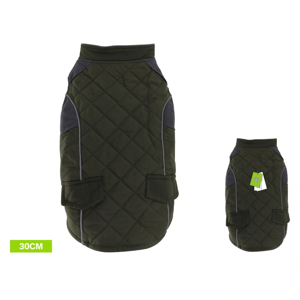 Zateplená bunda pro pejsky Nunbell Town - khaki 30 cm