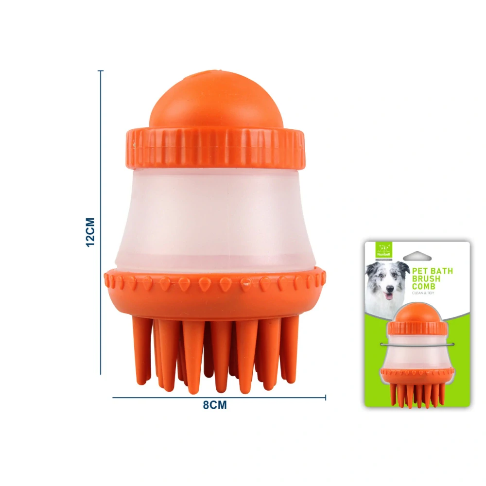 Koupací kartáč s dávkovačem šamponu Nunbell pro psy - oranžový