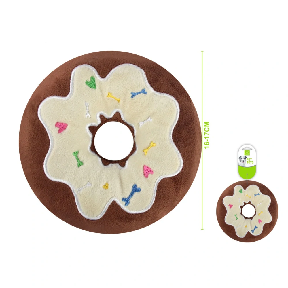 Plyšová pískací hračka pro psy Nunbell - hnědý donut