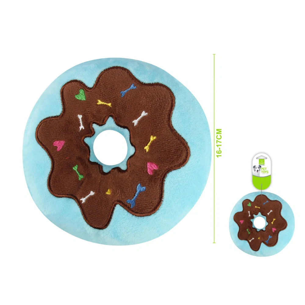 Plyšová pískací hračka pro psy Nunbell - modrý donut