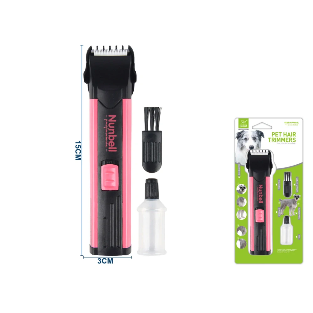Elektrický zastřihovač srsti pro domácí mazlíčky Nunbell - růžový