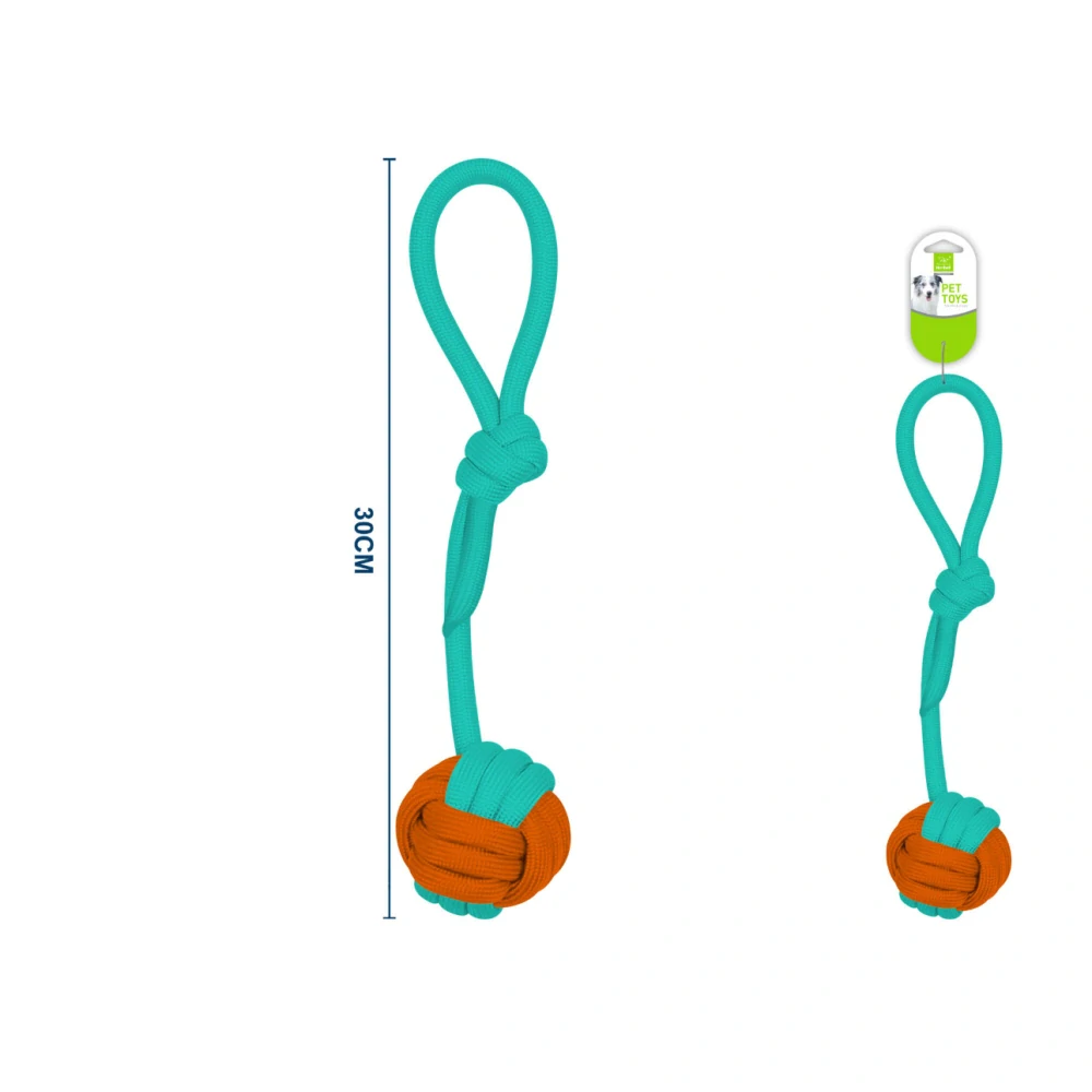 Provazová hračka s míčkem pro psy Nunbell - tyrkysovo-oranžová