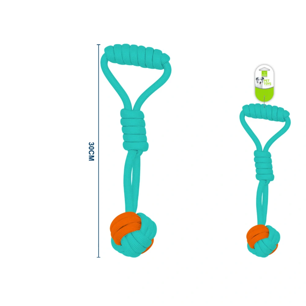 Provazová hračka s uzlem a rukojetí Nunbell - tyrkysovo-oranžová - malá