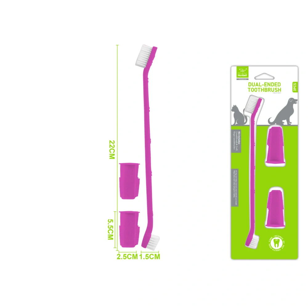 Sada kartáčků na zuby Nunbell - 3 ks růžová