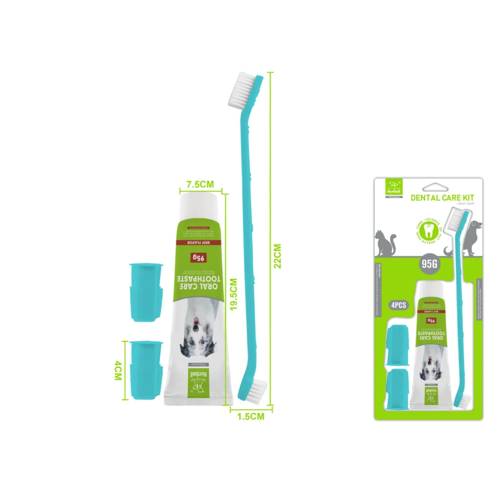 Dentální sada pro psy Nunbell - 4 ks hovězí - modrá
