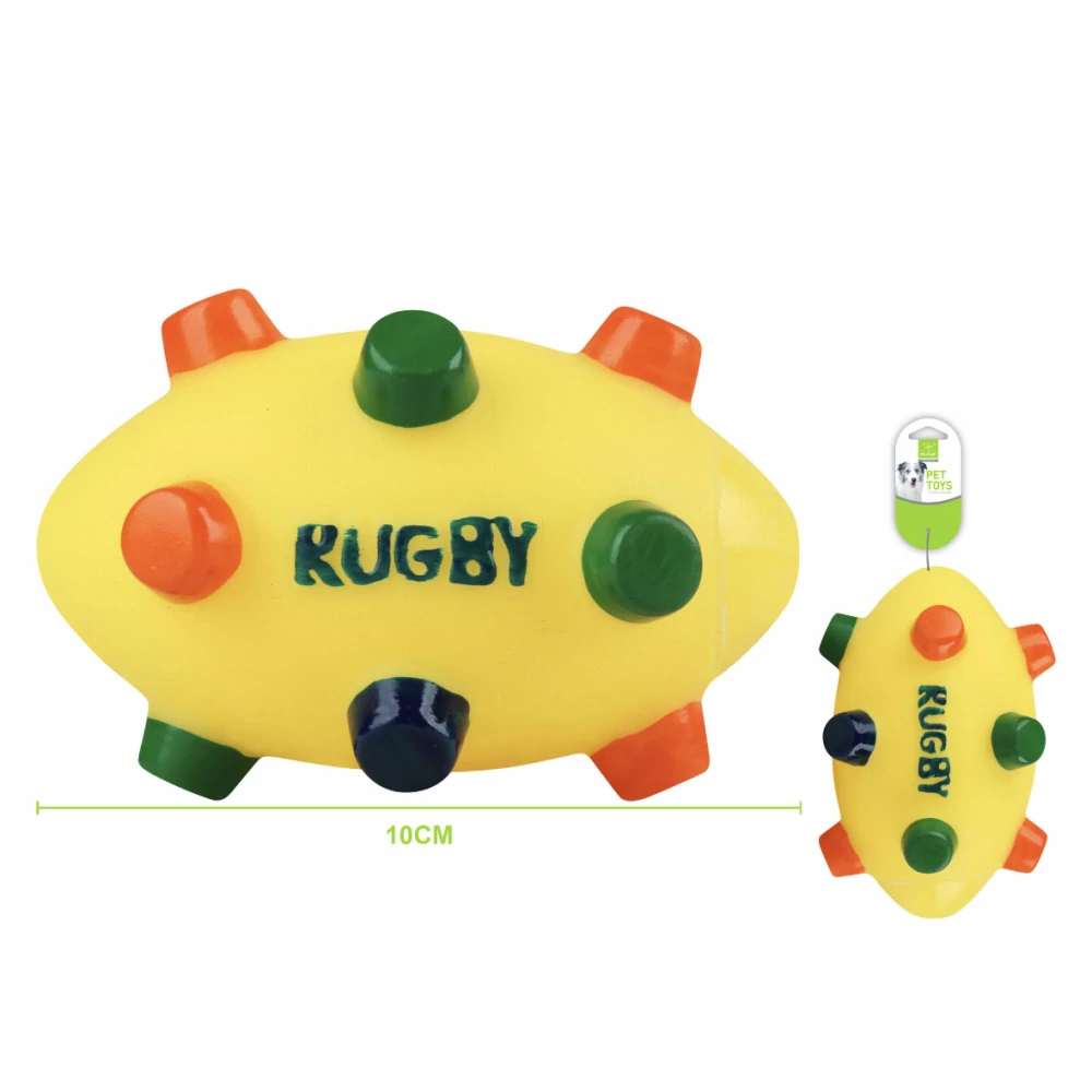 Gumová pískací hračka pro psy Nunbell – Rugby míček (žlutý)