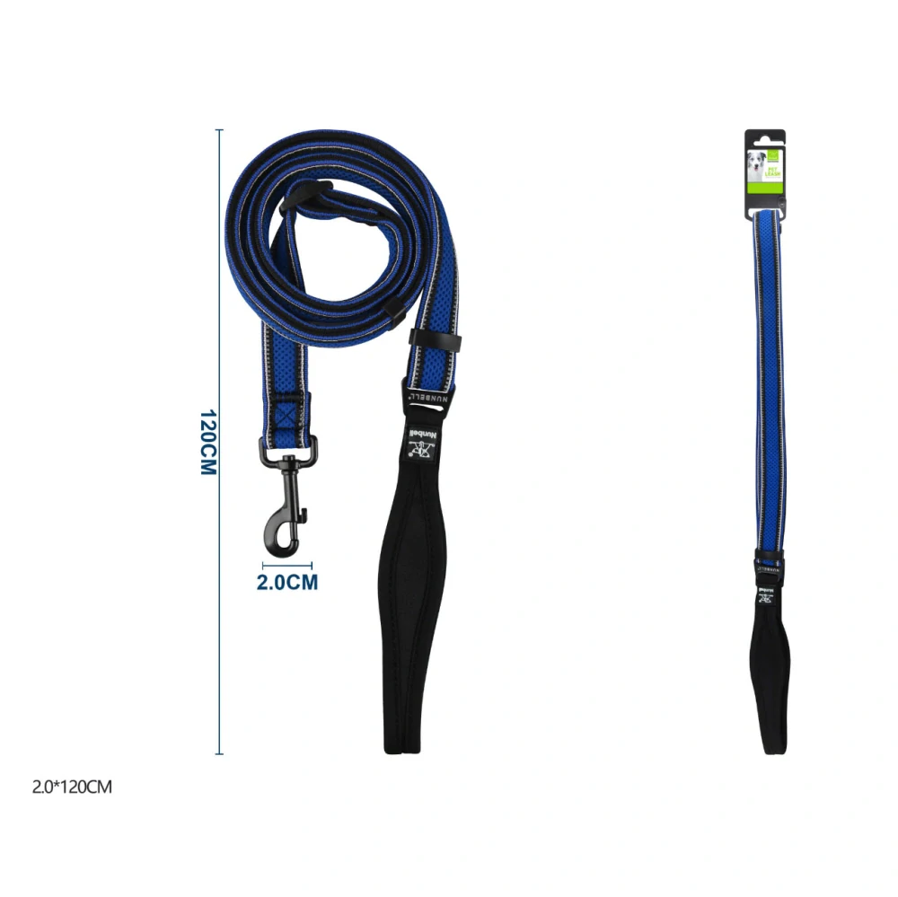 Nylonové vodítko pro psy s ergonomickou rukojetí Nunbell - modré