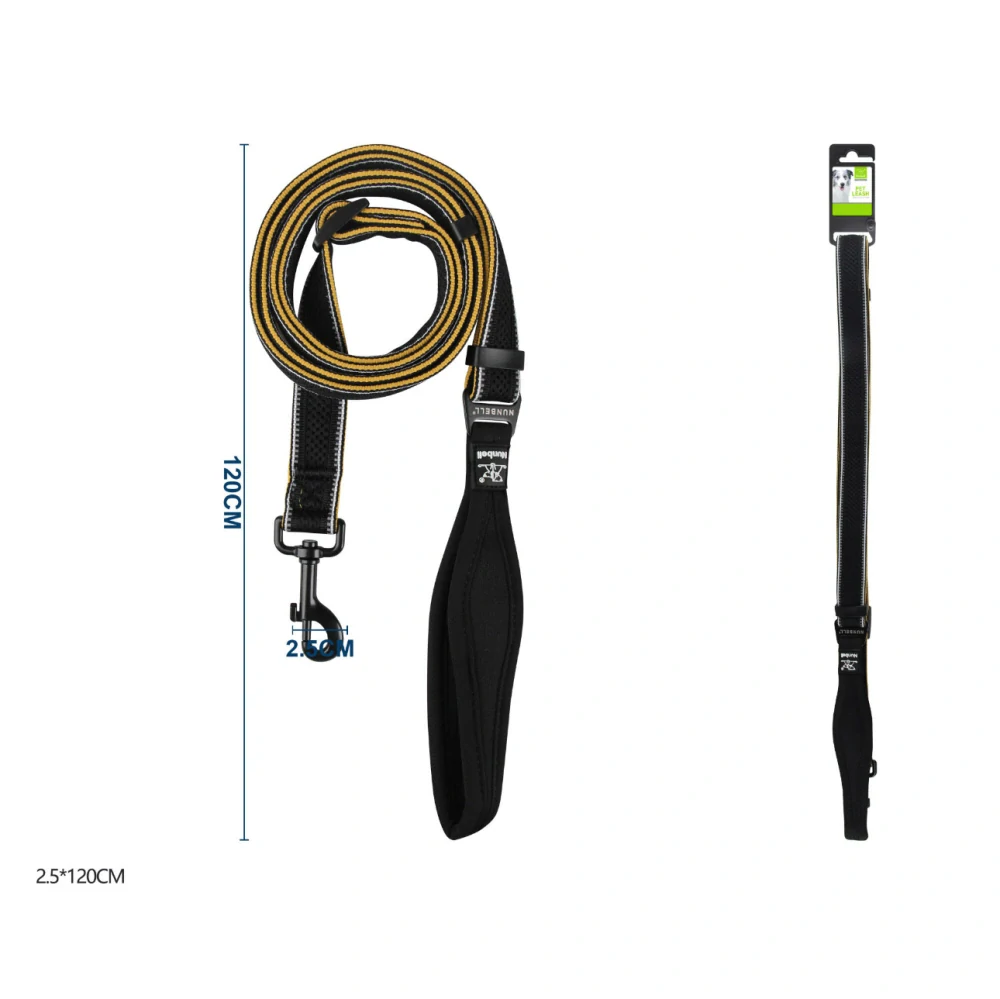 Nylonové vodítko pro psy s ergonomickou rukojetí Nunbell - žluté velké