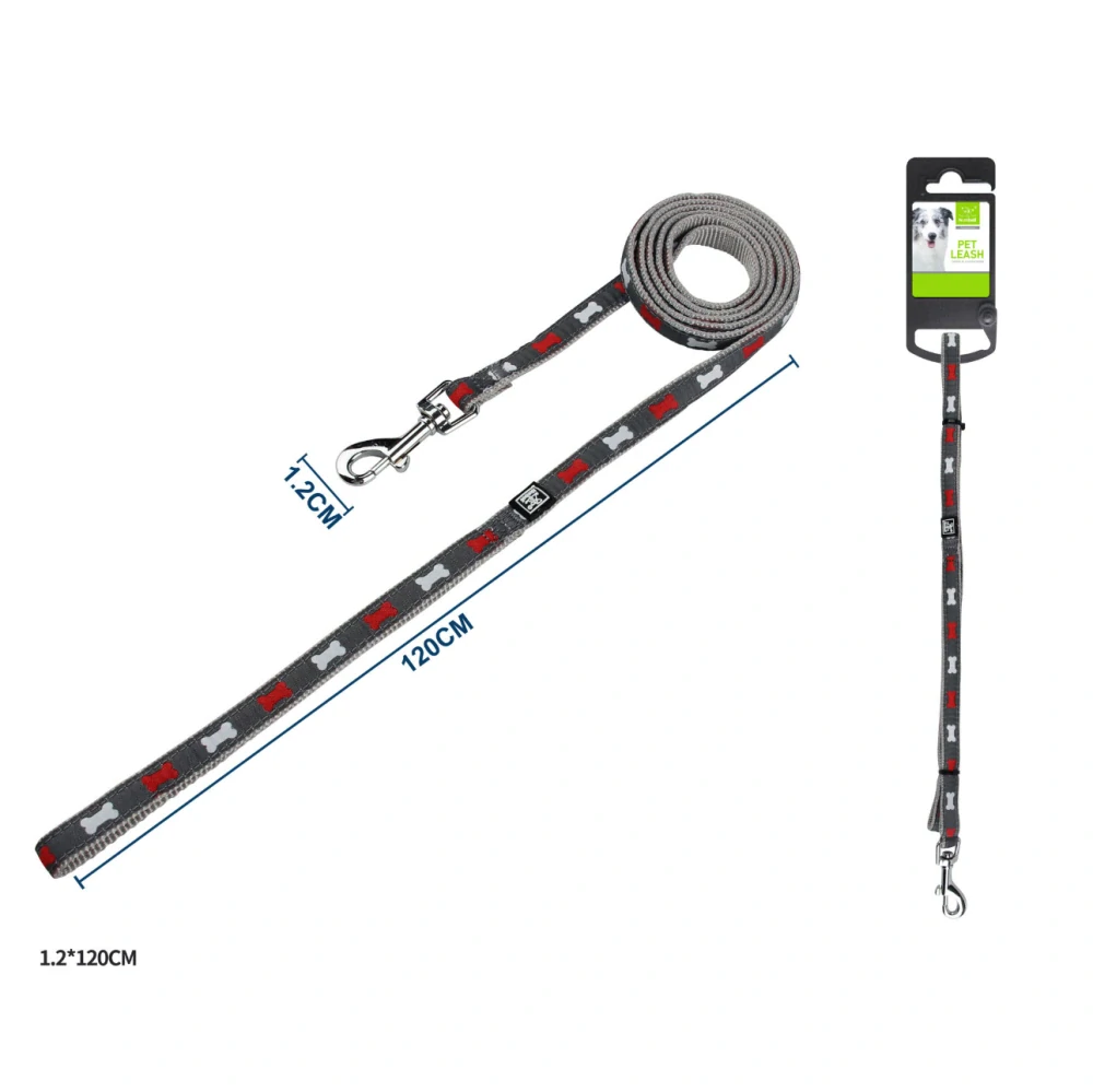 Vodítko pro psy Kost Nunbell - šedé 120 cm S