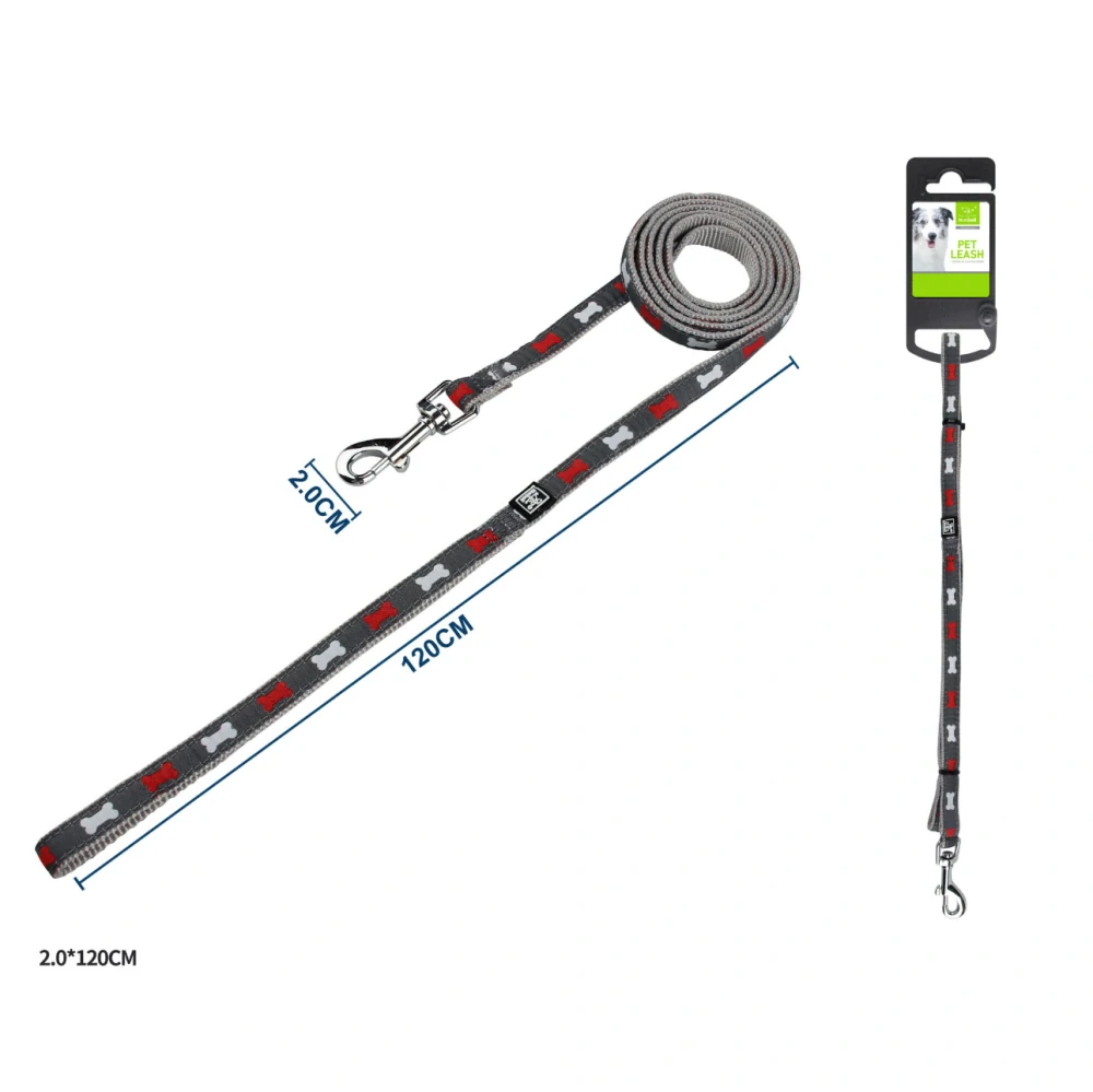 Vodítko pro psy Kost Nunbell - šedé 120 cm L