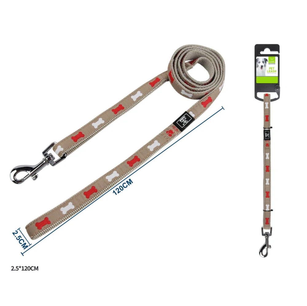 Vodítko pro psy Kost Nunbell - béžové 120 cm XL