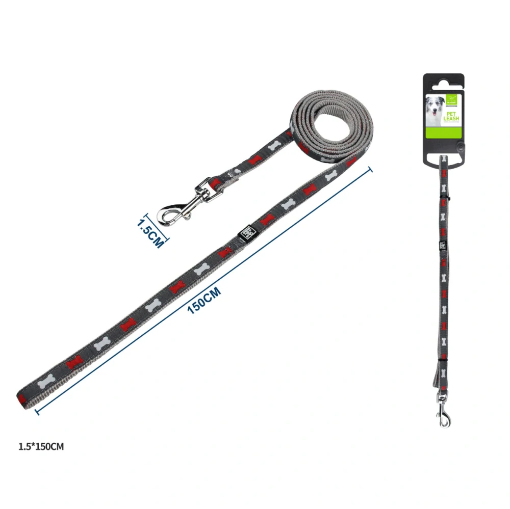 Vodítko pro psy Kost Nunbell - šedé 150 cm M