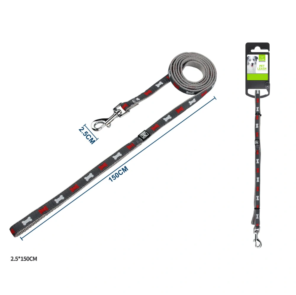 Vodítko pro psy Kost Nunbell - šedé 150 cm XL