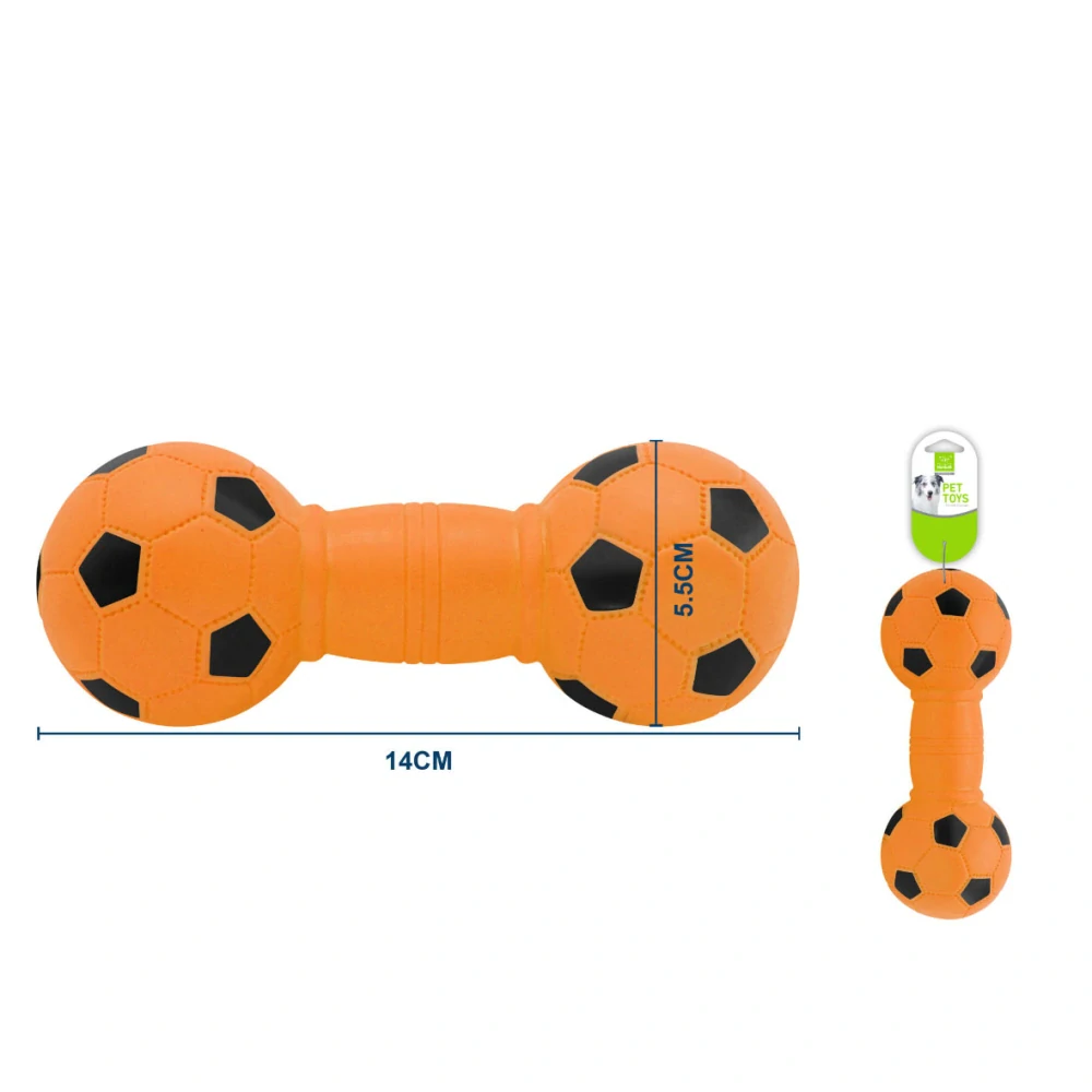 Gumová pískací hračka pro psy Nunbell – činka fotbalový míč (oranžová)
