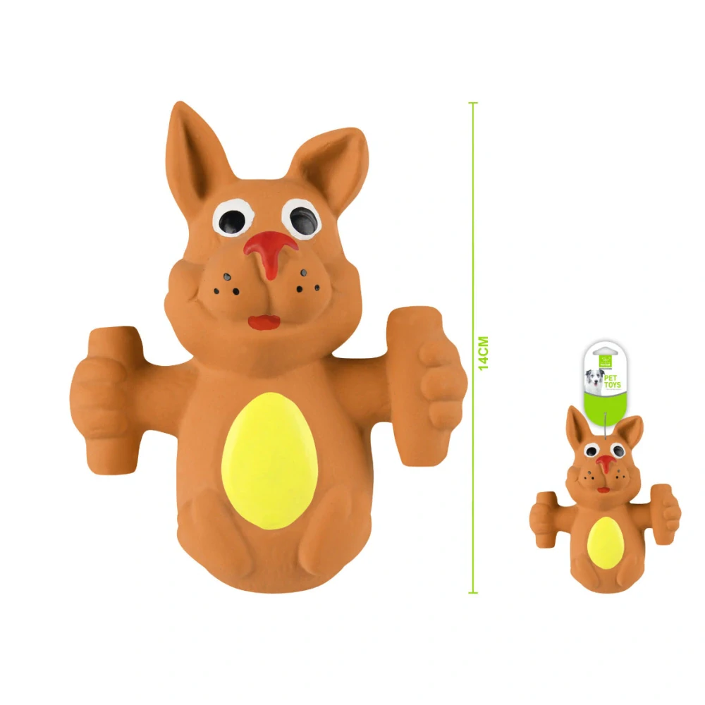 Gumová pískací hračka pro psy Nunbell – zajíc (hnědá)