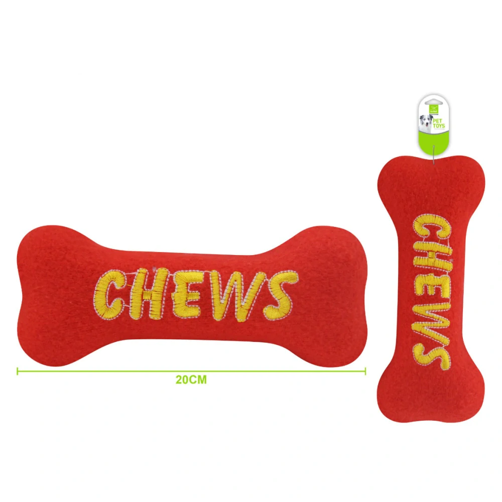 Plyšová hračka pro psy Nunbell - kost Chews 20 cm (červená)