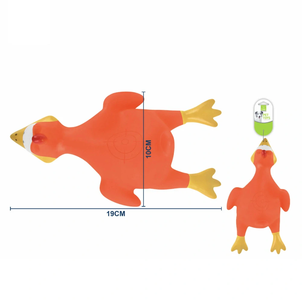 Pískací hračka pro psy Nunbell – gumová létající kachna 19 cm (oranžová)