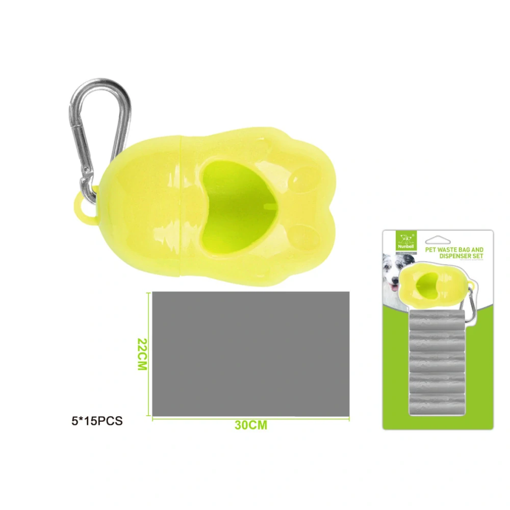 Zásobník na sáčky Paw Nunbell – žlutý M (5 ks)
