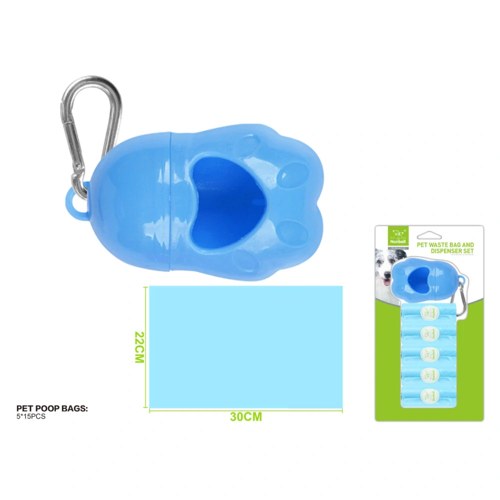 Zásobník na sáčky Paw Nunbell – modrý M (5 ks)