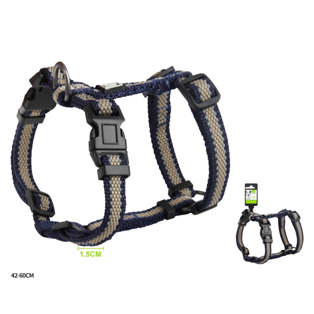 Nastavitelný H postroj pro psy Double Nunbell - tmavě modrý S/M