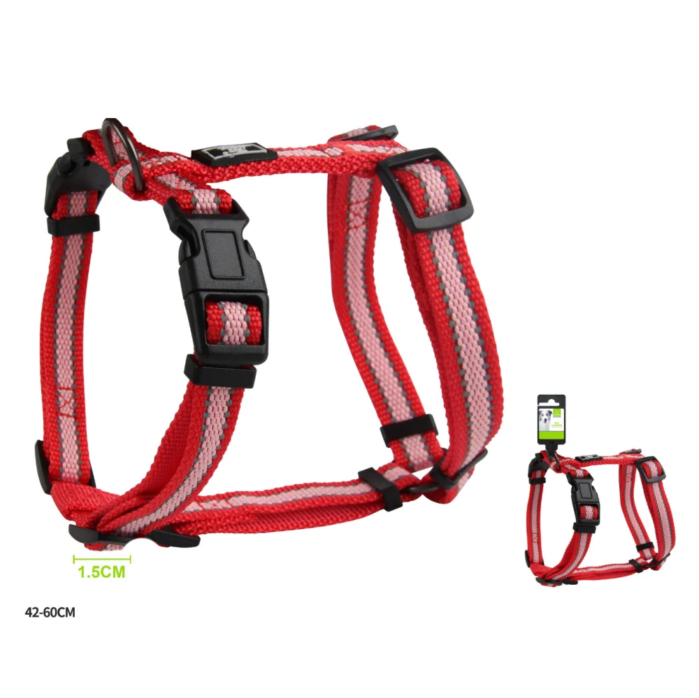 Nastavitelný H postroj pro psy Double Nunbell - červený S/M
