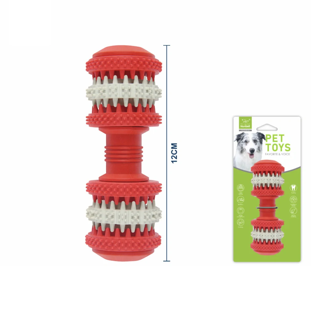 Dentální hračka pro psy Nunbell – válec 12 cm (červená)