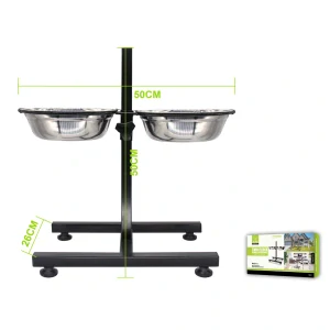 Nastavitelný stojan s nerezovými miskami Nunbell - max. 50 cm - Vel. 1