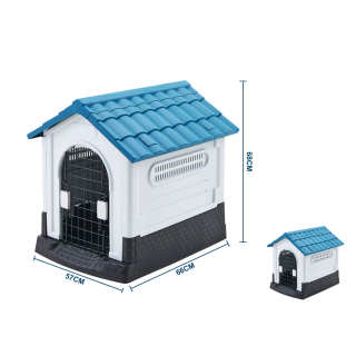 Domeček Nunbell s kovovou mříží pro psy - modrý S