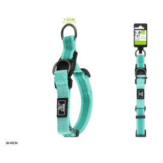 Nastavitelný obojek pro psy Double Nunbell - tyrkysový S/M