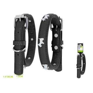 Kožený obojek s kovovými prvky pro psy Nunbell - černý S