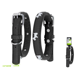Kožený obojek s kovovými prvky pro psy Nunbell - černý M