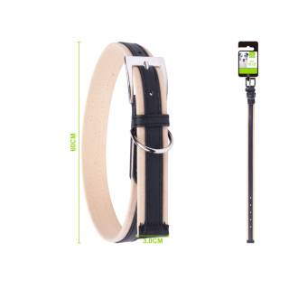 Textilní obojek s koženými prvky Nunbell - béžová XL