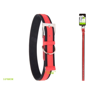 Textilní obojek s koženými prvky Nunbell - červený