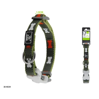 Nastavitelný nylonový obojek Kost Nunbell - zelený S/M