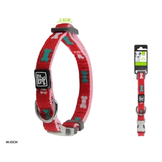 Nastavitelný nylonový obojek Kost Nunbell - červený L/XL