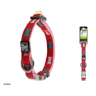 Nastavitelný nylonový obojek Kost Nunbell - červený M/L