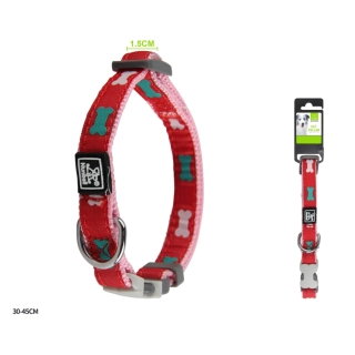 Nastavitelný nylonový obojek Kost Nunbell - červený S/M