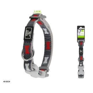 Nastavitelný nylonový obojek Kost Nunbell - šedý L/XL