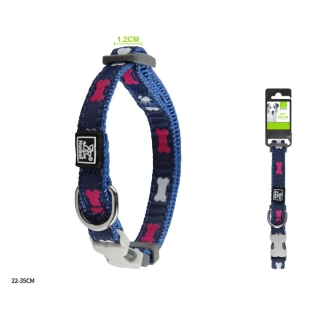 Nastavitelný nylonový obojek Kost Nunbell - modrý XS/S