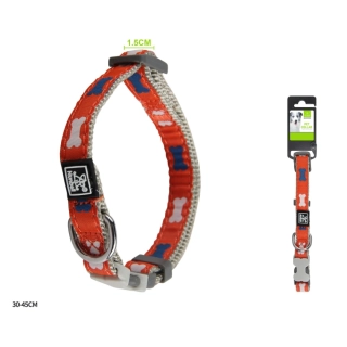 Nastavitelný nylonový obojek Kost Nunbell - oranžový S/M