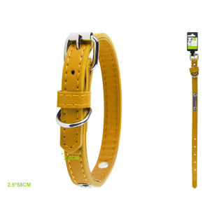 Kožený obojek pro psy Elegant Nunbell - hořčicový L/XL