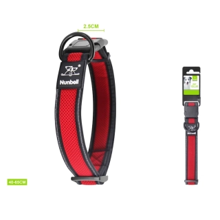 Prodyšný nylonový obojek pro psy Comfort Nunbell - červený L 2,5 cm