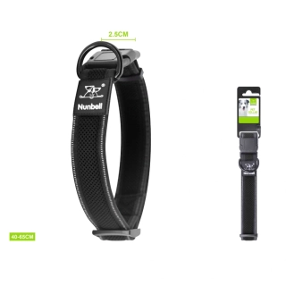 Prodyšný nylonový obojek pro psy Comfort Nunbell - černý L 2,5 cm