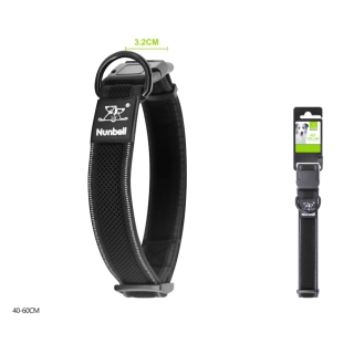 Prodyšný nylonový obojek pro psy Comfort Nunbell - černý L 3,2 cm