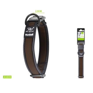 Prodyšný nylonový obojek pro psy Comfort Nunbell - hnědý L 2,5 cm