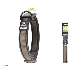 Prodyšný nylonový obojek pro psy Comfort Nunbell - světle hnědý L 2,5 cm